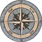 Handmade Marble Compass Rose Mosaic Medallion: Nautical Flooring Tile (32")