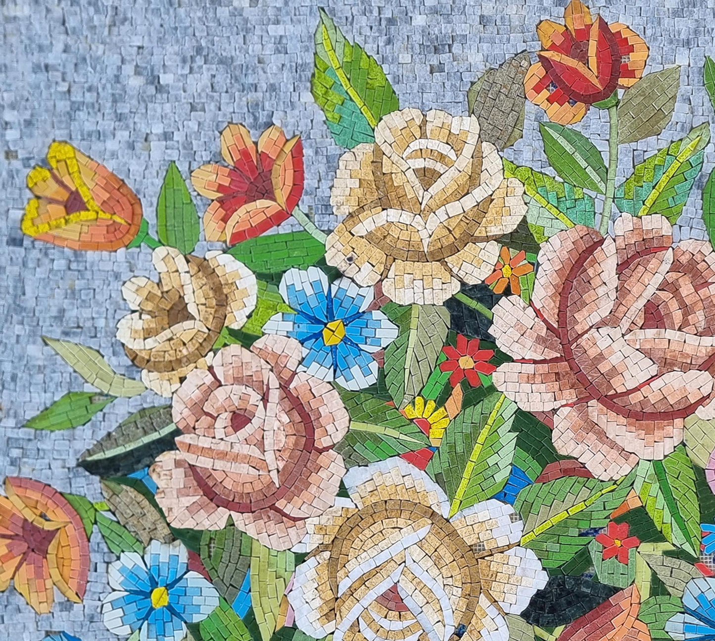 40"x 36" Mixed Flower Mosaic Wall Art , Vibrant Floral Design, Decorative Home Accent, customization available