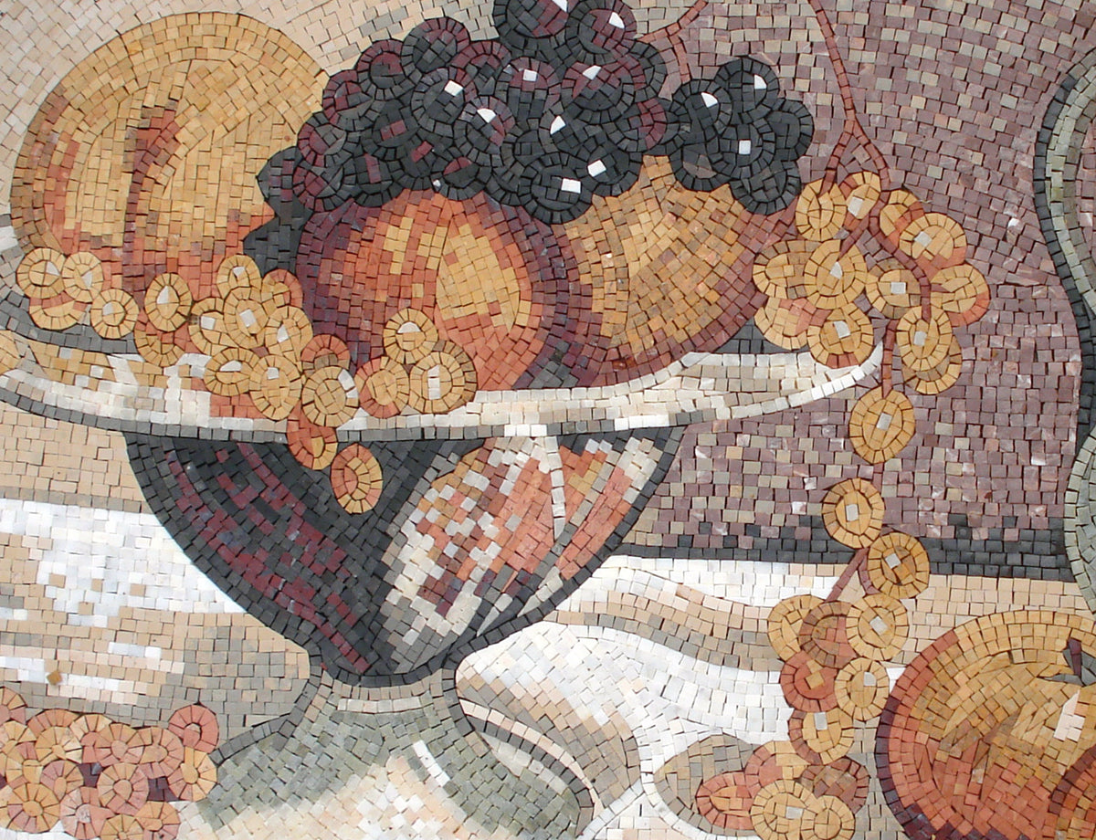 ROUND TILE WALL Art - Mosaic Kitchen Decoration Round Tile Wall Art - Nature Fruits Art Poster - Handmade Wall Hanging Art
