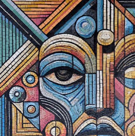 Geometric Portrait Mosaic Wall Art – Handmade Marble Tile Décor - Customization available