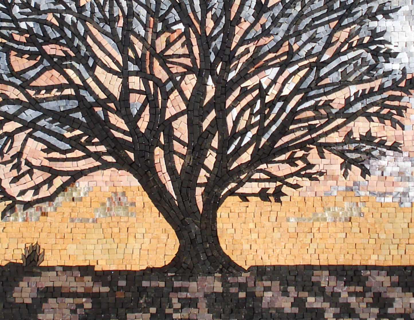 Handmade Marble Mosaic Tile: Tree Landscape Wall Art (40” x 32")
