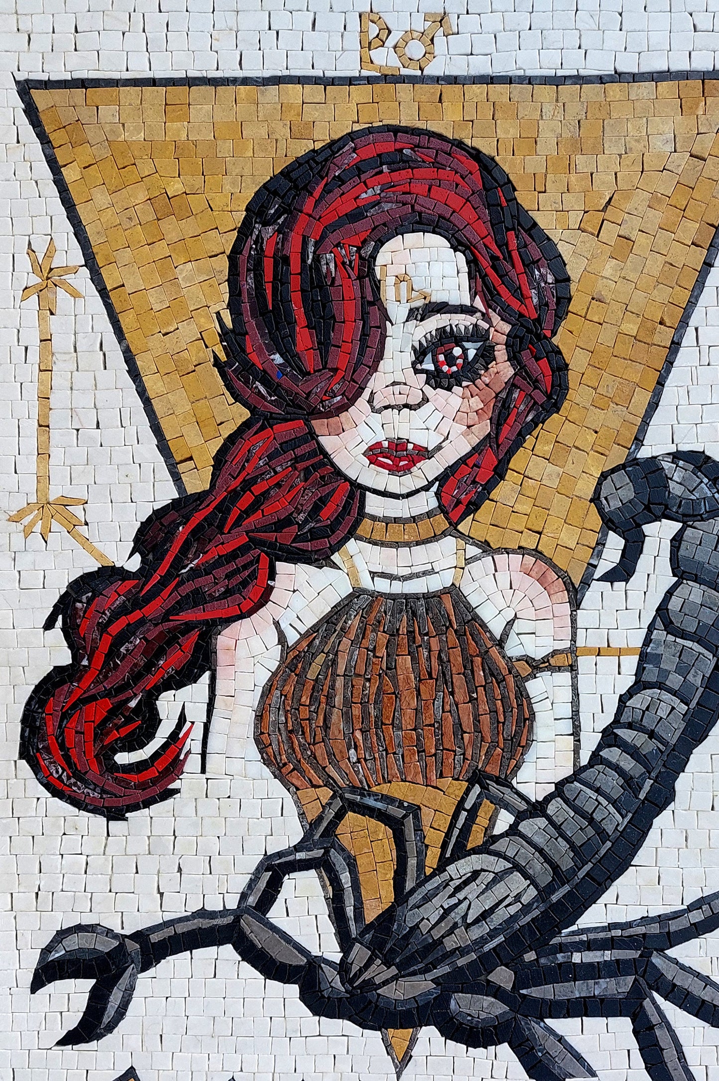 Handmade Scorpio Zodiac Mosaic Tile Art: Home Wall Decor (30" x 20")