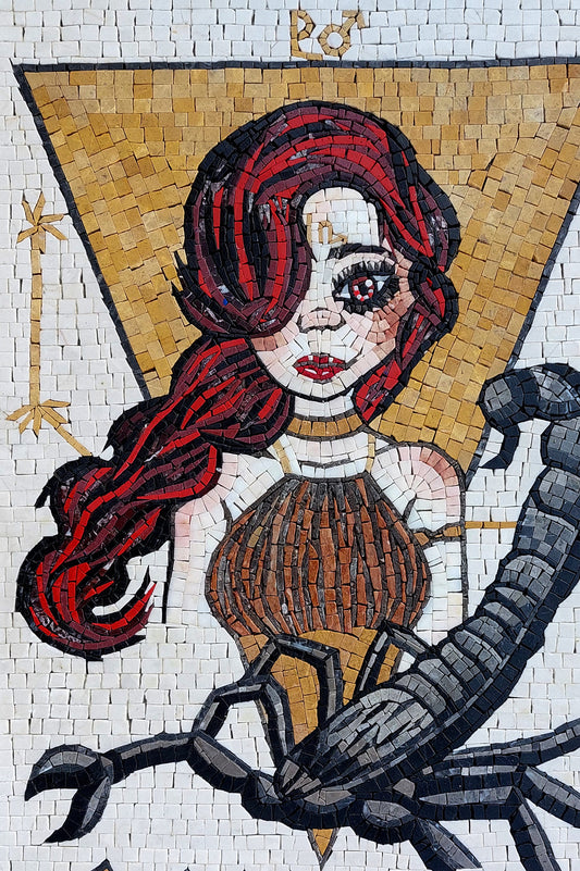 Handmade Scorpio Zodiac Mosaic Tile Art: Home Wall Decor (30" x 20")