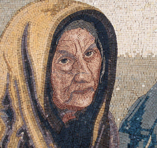 Handmade Marble Mosaic Tile Art: Endless Love Couple Portrait