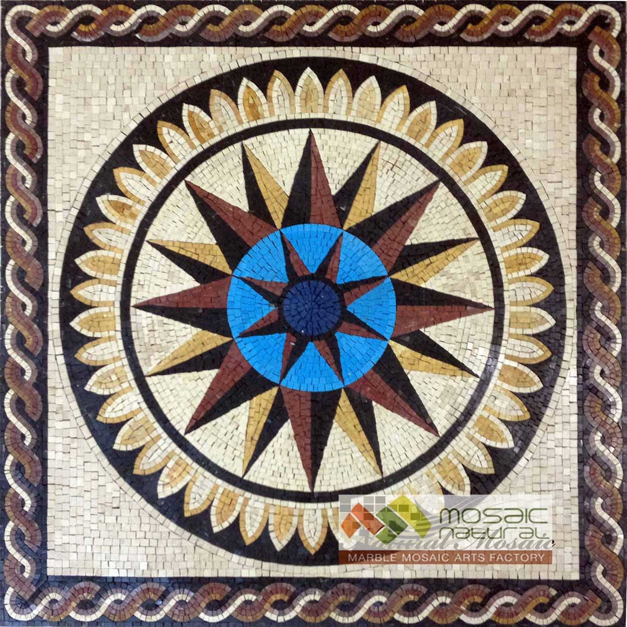 48” Marble Mosaic Tile: Starburst Medallion Backsplash