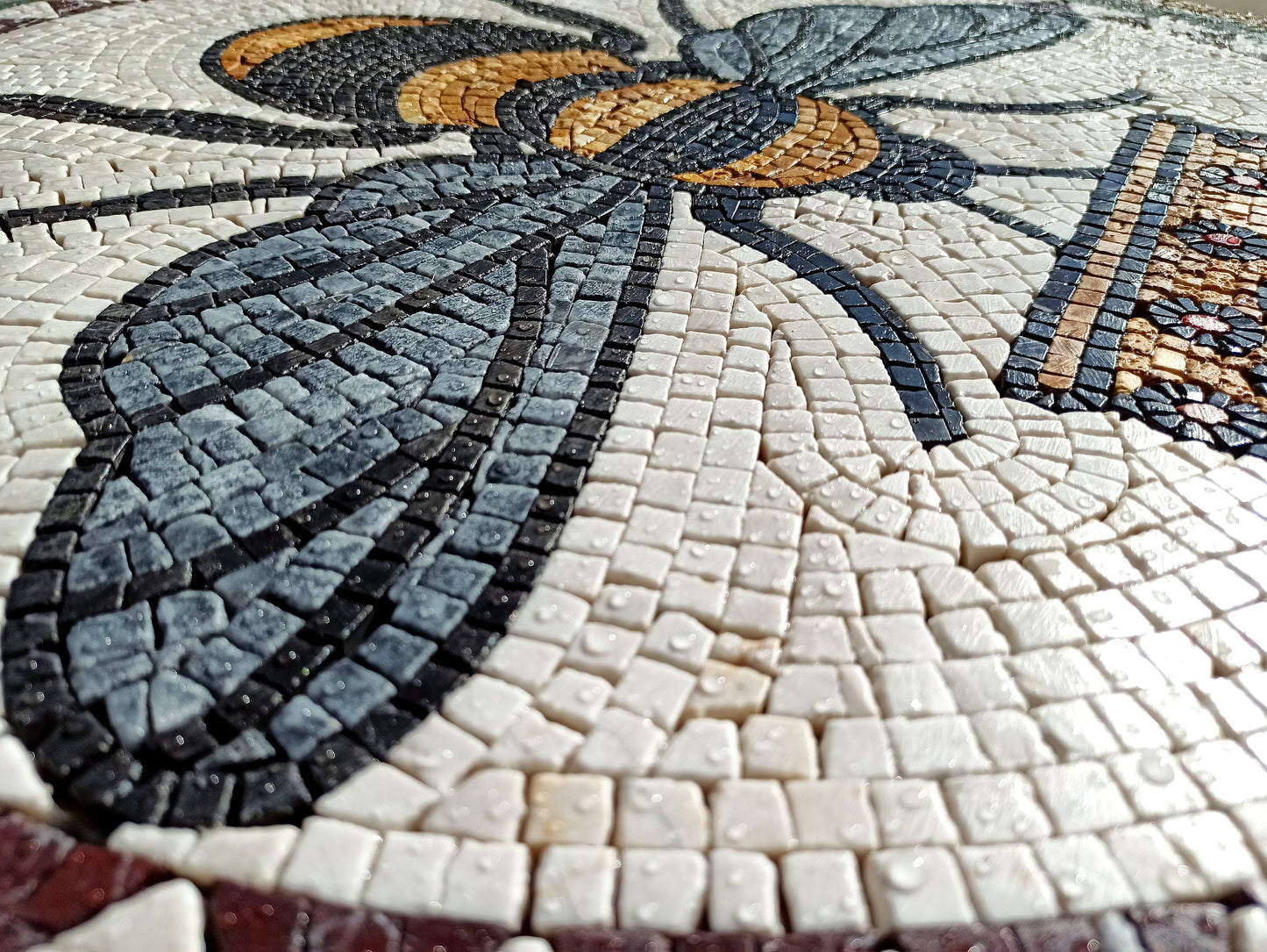 48" Regal Elegance  - Handmade Queen Bee Marble Mosaic Medallion Art Tile - Customization available