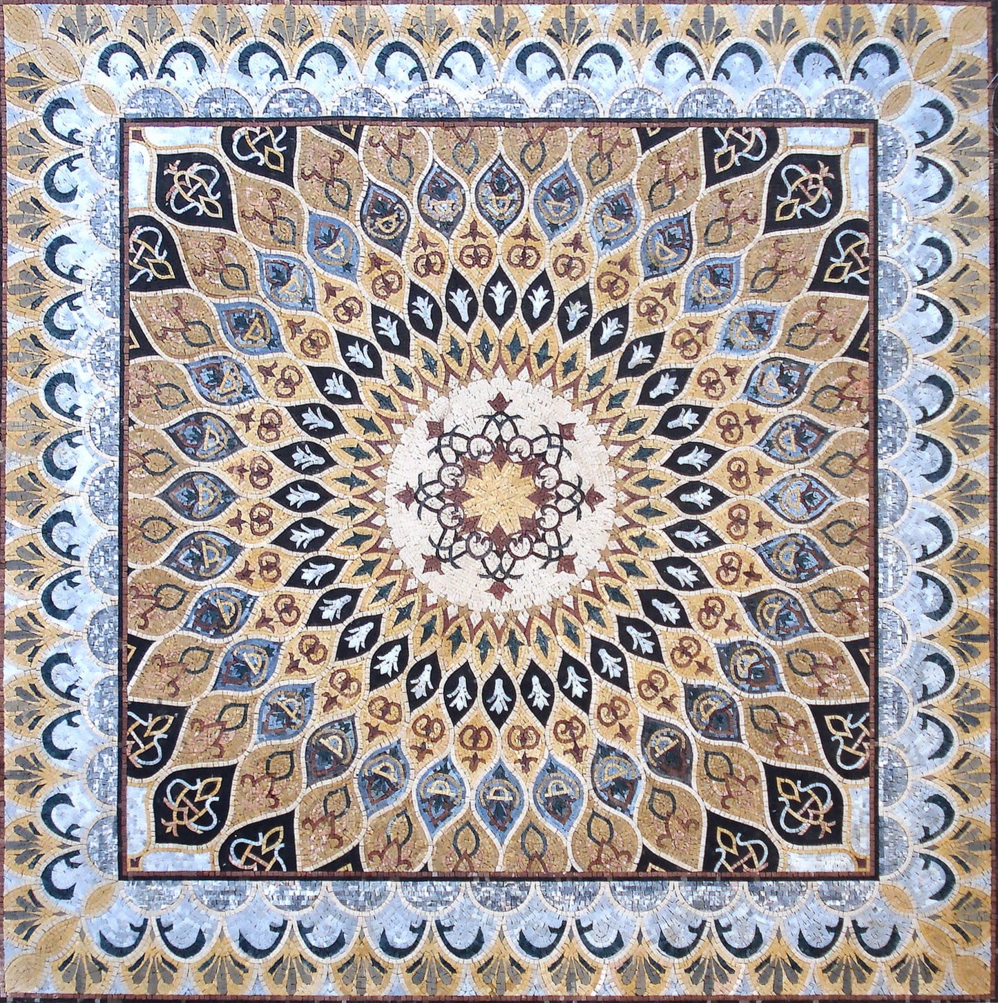 CR024 Pattern Area Rug Carpet Marble Mosaic Flooring Tile Art