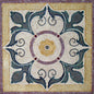 40" Geometric Floral Mosaic Tile Mural: Marble Flooring, Indoor/Outdoor