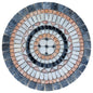 Travertine Mosaic Medallion: Blue Border Handmade Stone Art