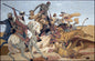 Lion Hunt Mosaic Mural: Horace Vernet Reproduction, Handmade Stone Tile Art