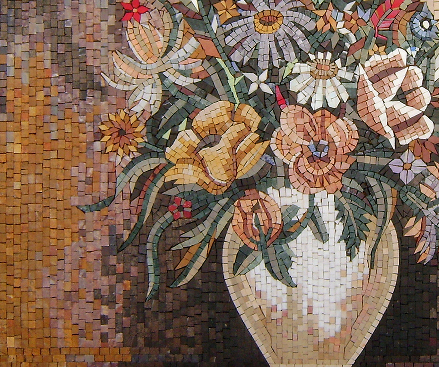 FL109 Flowers Vase Marble Mosaic Wall Art Backsplash
