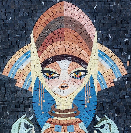 Handmade Libra Zodiac Mosaic Tile Art: Living Room Wall Decor
