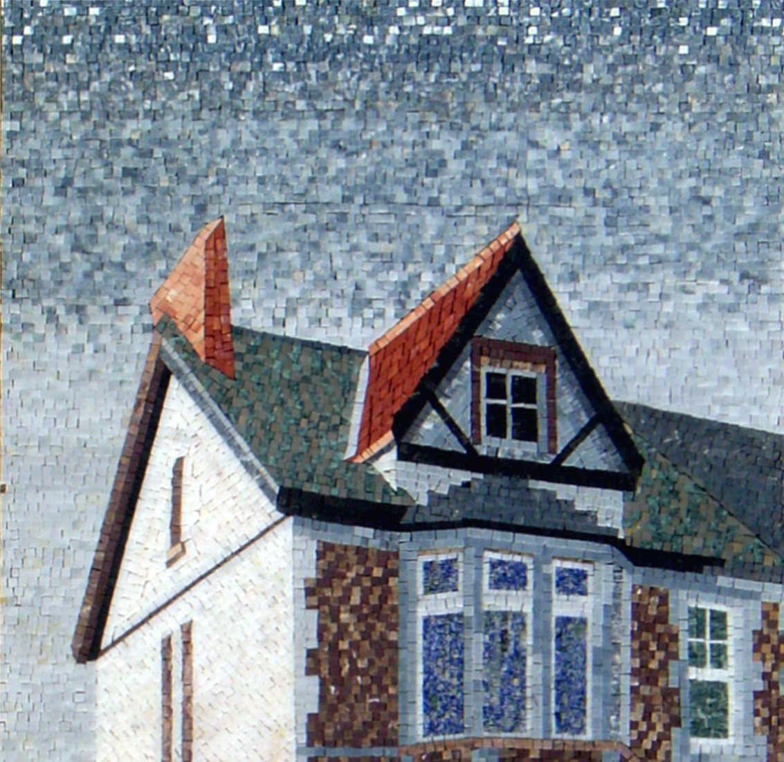 Handmade European House Mosaic Tile Art: Marble & Stone Wall Decor (56” x 28”)