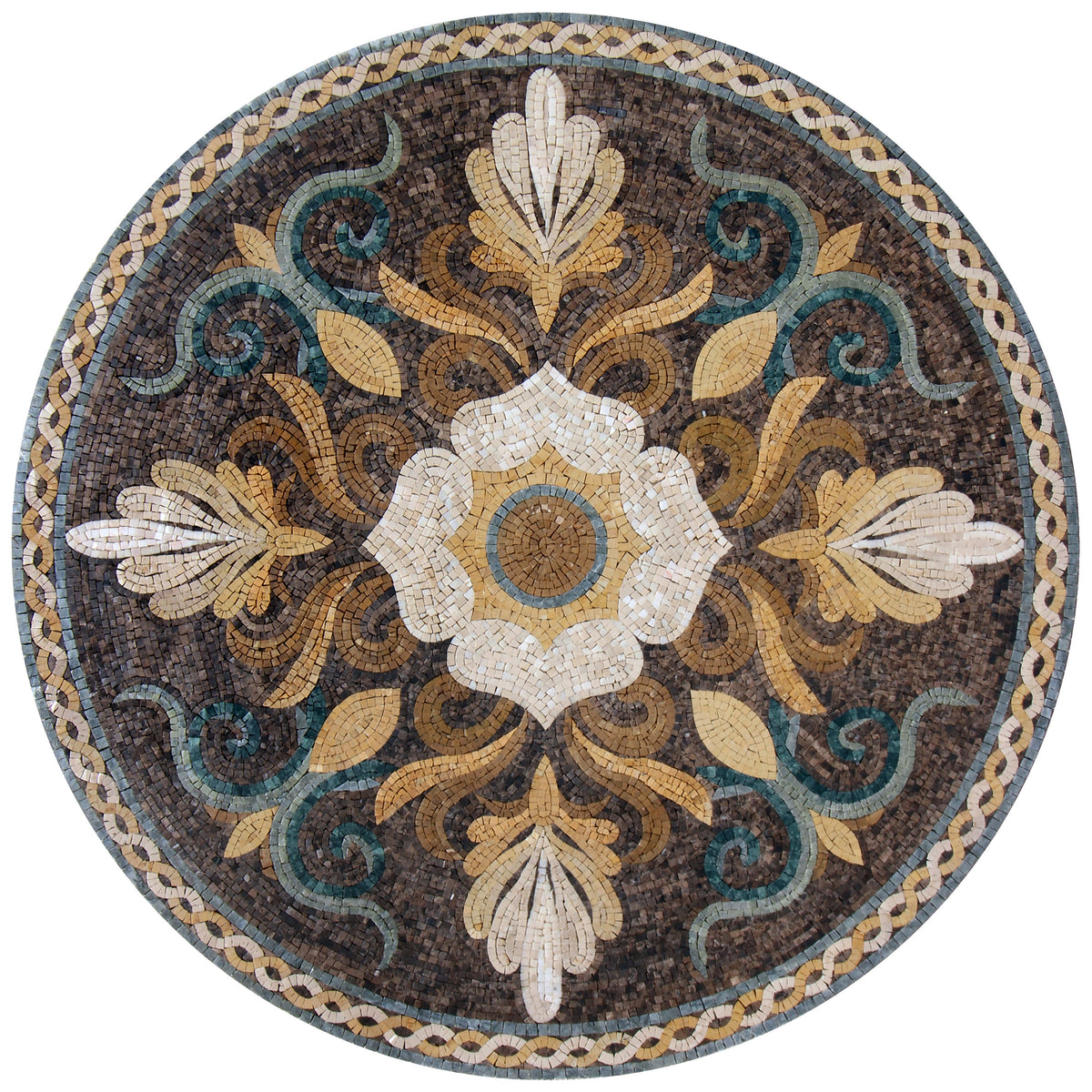 Golden Bloom - Handmade Floral-Inspired Patterned Mosaic Medallion - Customization available