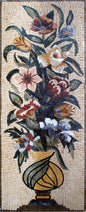 Handmade Marble Mosaic: Floral Vase Wall Art (44" x 16")