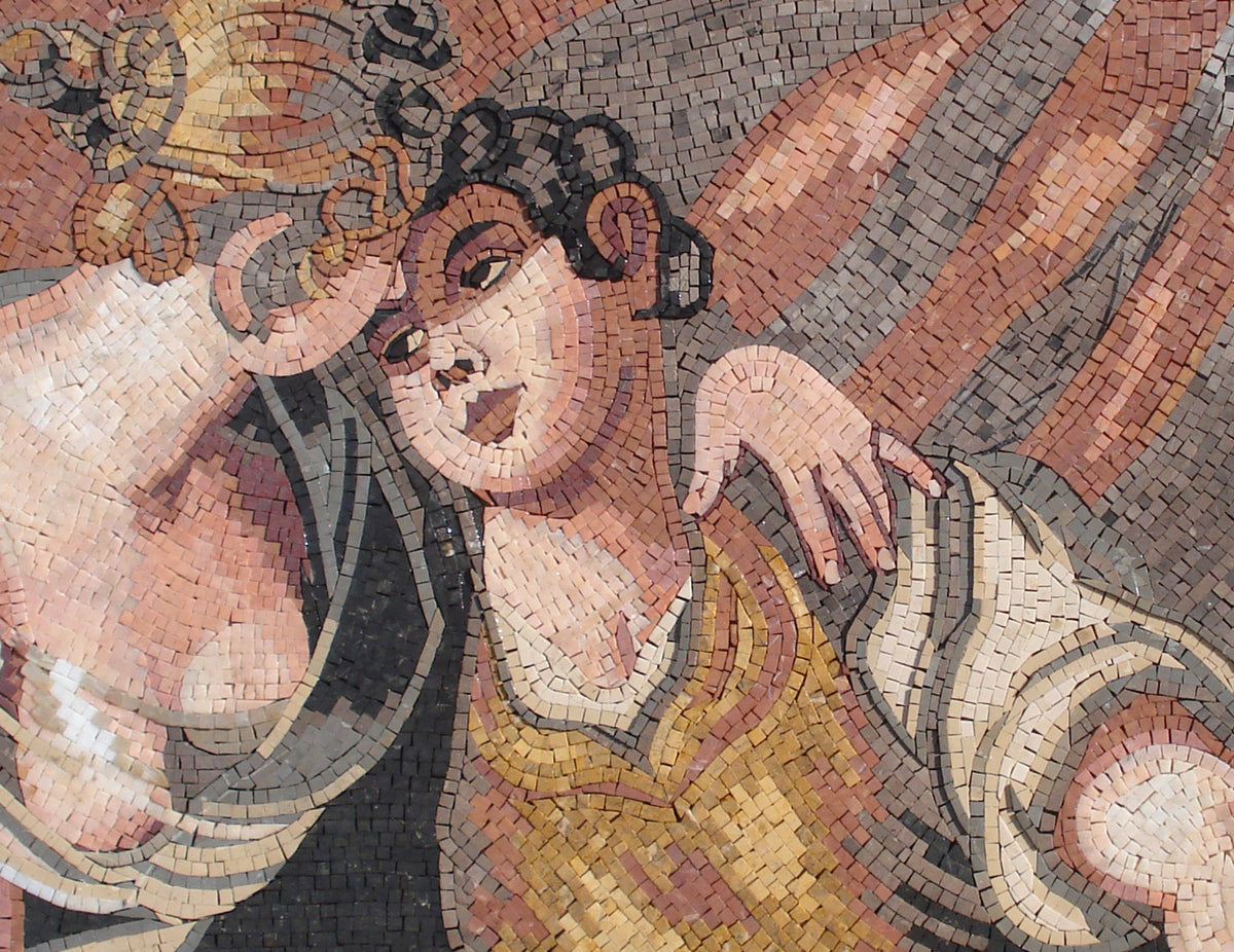 Handmade Feast Day Marble Mosaic Tile Mural: Indoor/Outdoor Art (52” x 32")