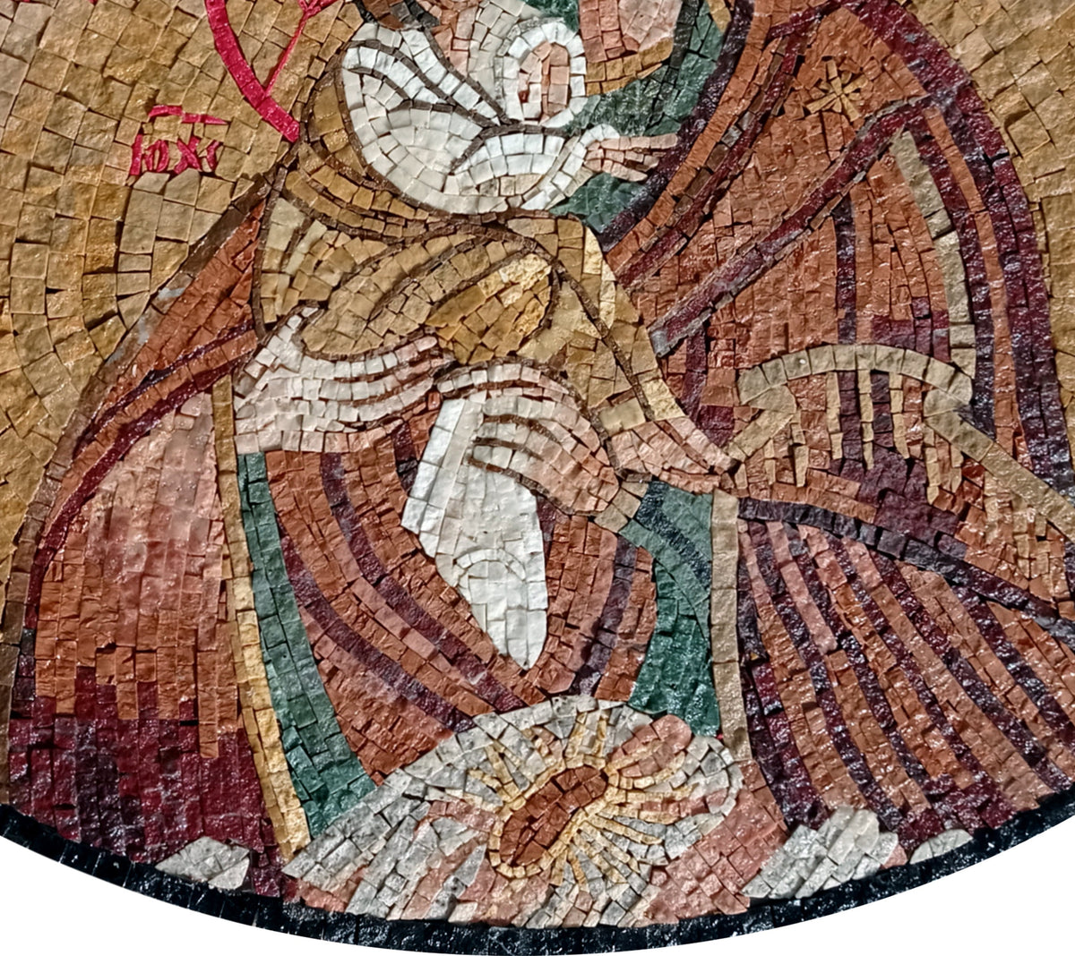 Handmade Jesus and Virgin Mary Mosaic Art: Religious Tile Mural (36” x 30”)