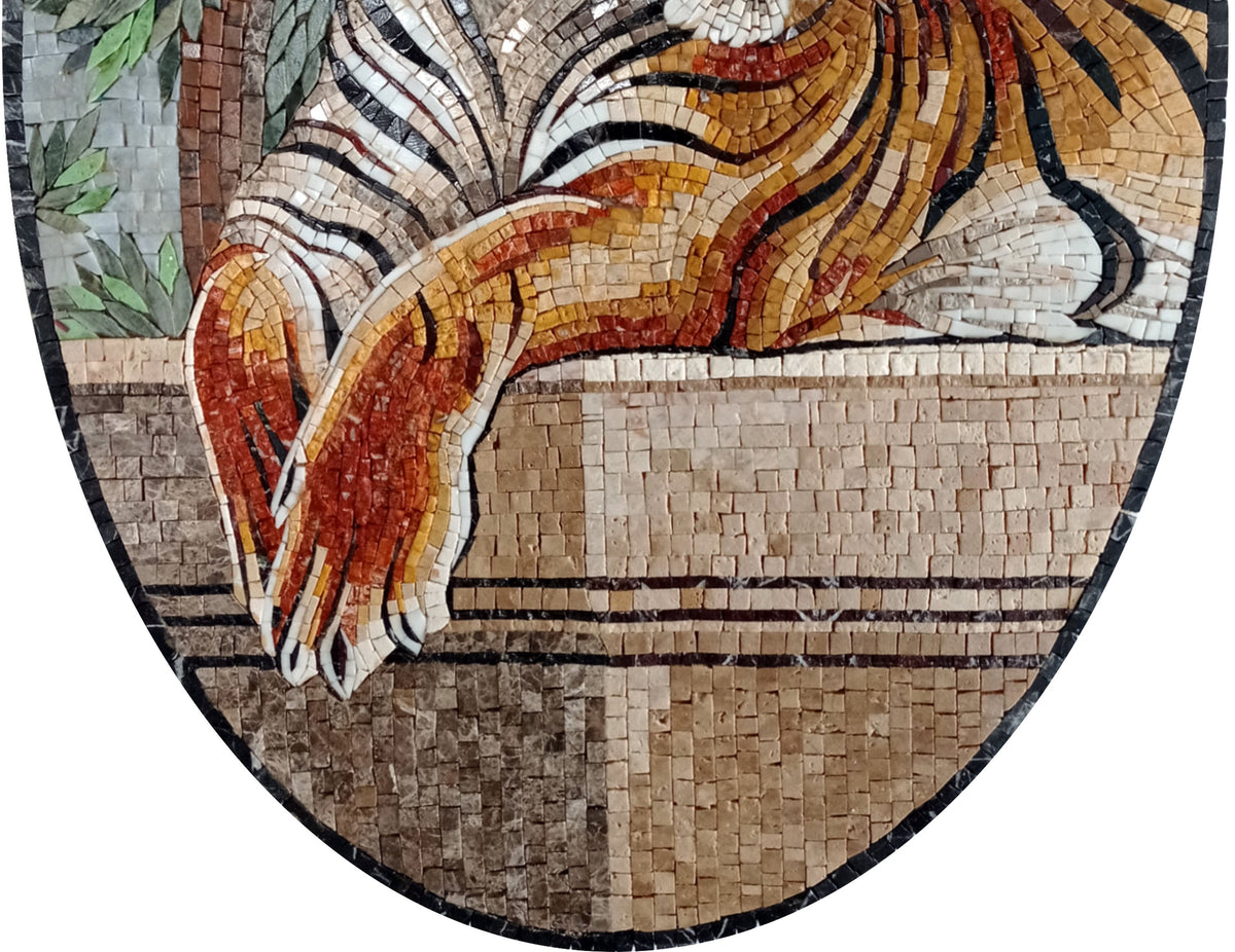 Handmade Tiger Mosaic Tile Art: Jungle Animal Backsplash (36x24 inches)