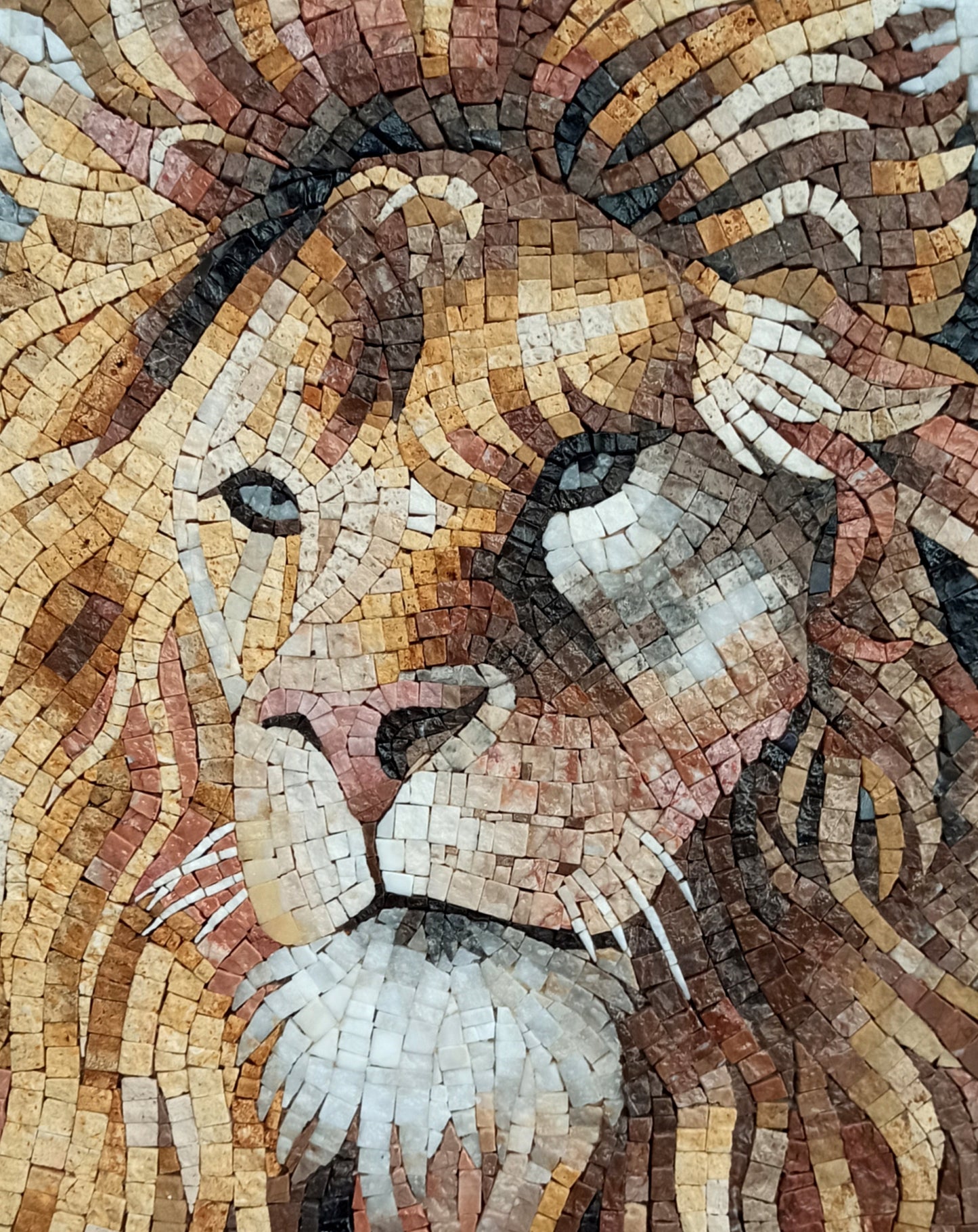 Handmade Lion Mosaic Tile Art: Wild Jungle Wall Decor