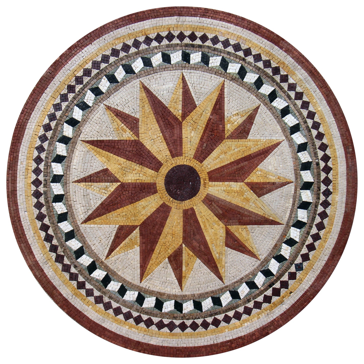Crafted Brilliance - Handmade Geometric Star Flower with Patterned Rings Mosaic Medallion - Customization available