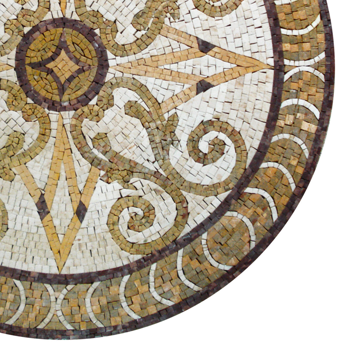 Handmade Marble Mosaic Medallion Art Tile - 36" Decorative Floor or Wall