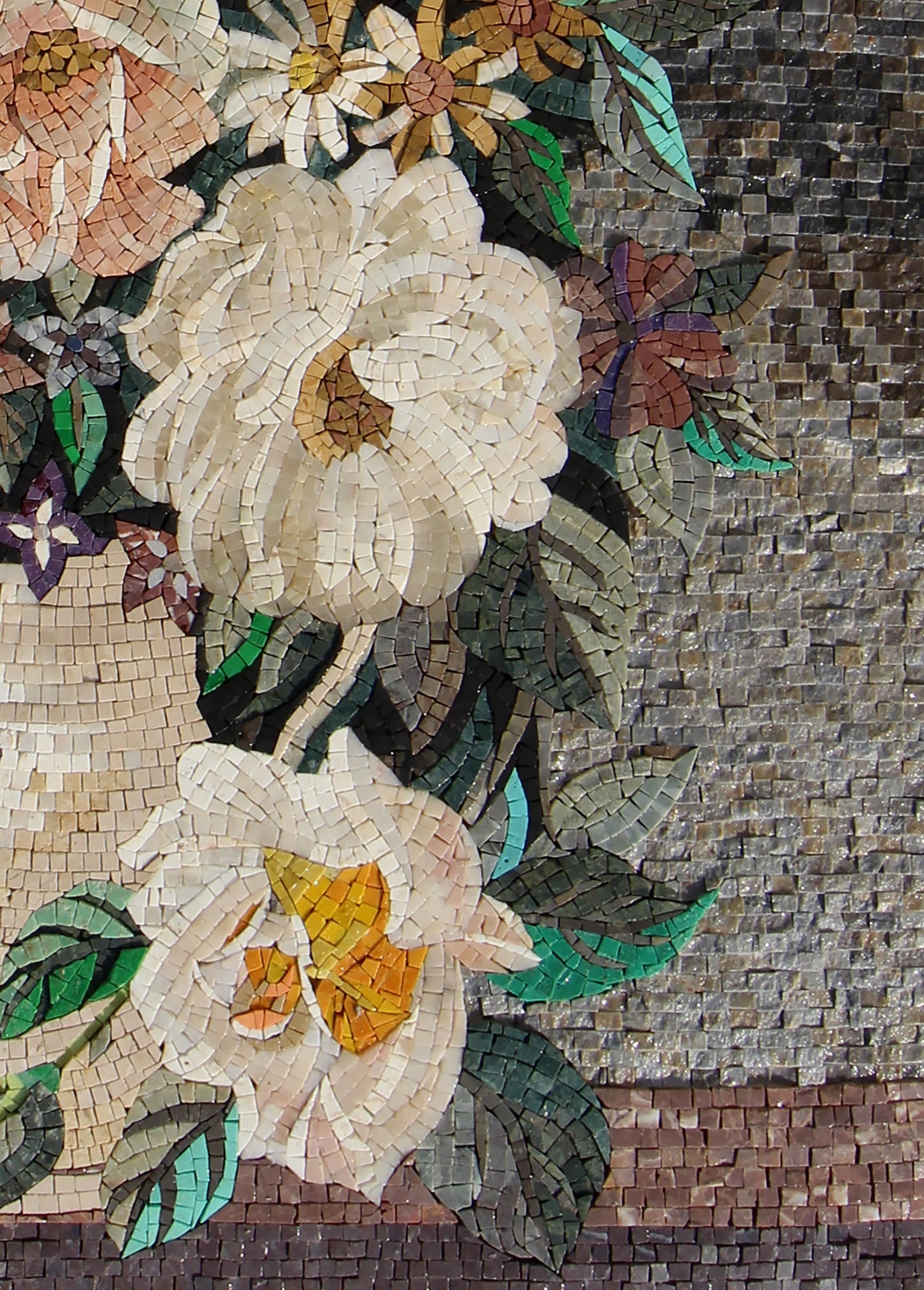Handmade Marble Mosaic Art: Vertical Flower Vase Wall Decor