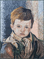 CUTE KID MOSAIC Tiles | Portrait Of Cute Child Reproduction Mosaic Art Tiles | Turkish Artist Mosaic Backsplash Tiles For Walls