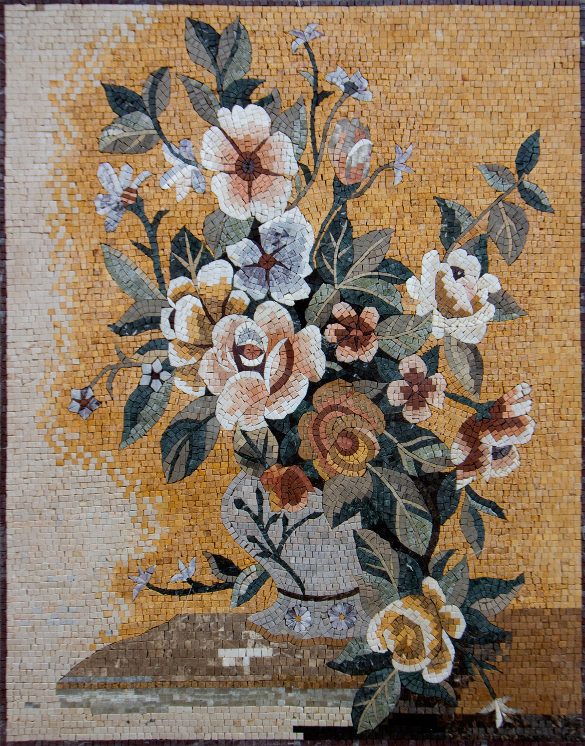 COLORFUL FLOWER ART- Handmade Flowers Vase Bouquet Mosaic Wall Artwork
