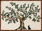 Olive Tree Marble Mosaic Backsplash – Handcrafted Kitchen Wall Art - Customization Available