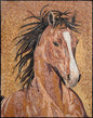 Handmade Horse Mosaic Mural: Brown Marble Stone Artwork
