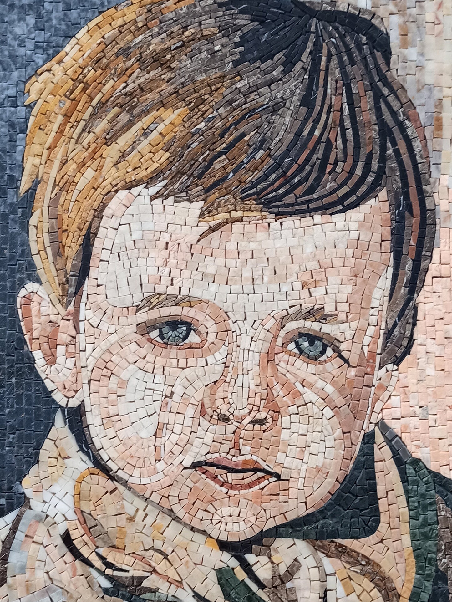 CUTE KID MOSAIC Tiles | Portrait Of Cute Child Reproduction Mosaic Art Tiles | Turkish Artist Mosaic Backsplash Tiles For Walls