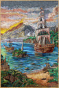 48"x32" Ships in Sea Mosaic Wall Art – Nautical Seascape, Coastal Home Decor, Customization available