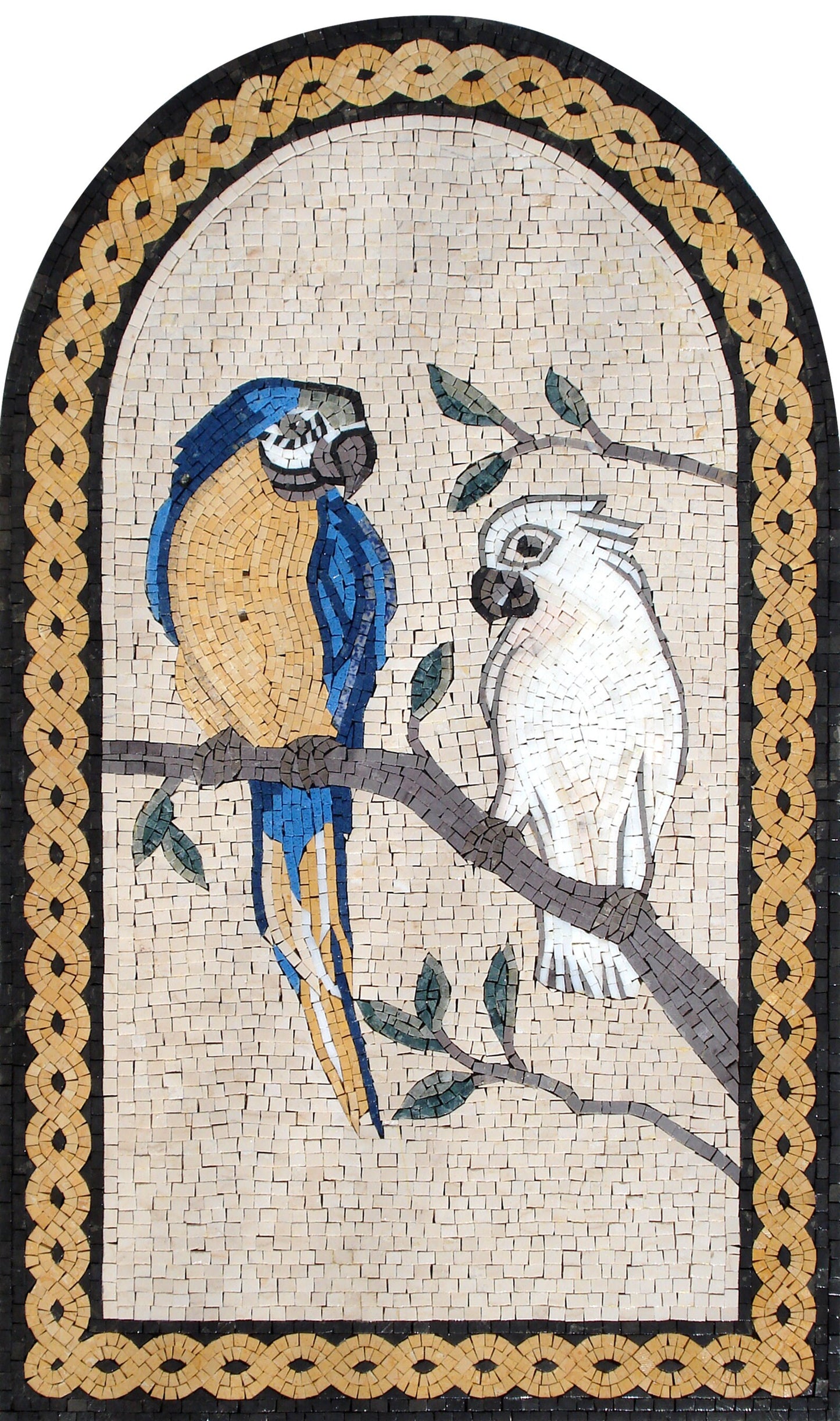 Handmade Macaw & Cockatoo Mosaic Tile Artwork (36" x 22")