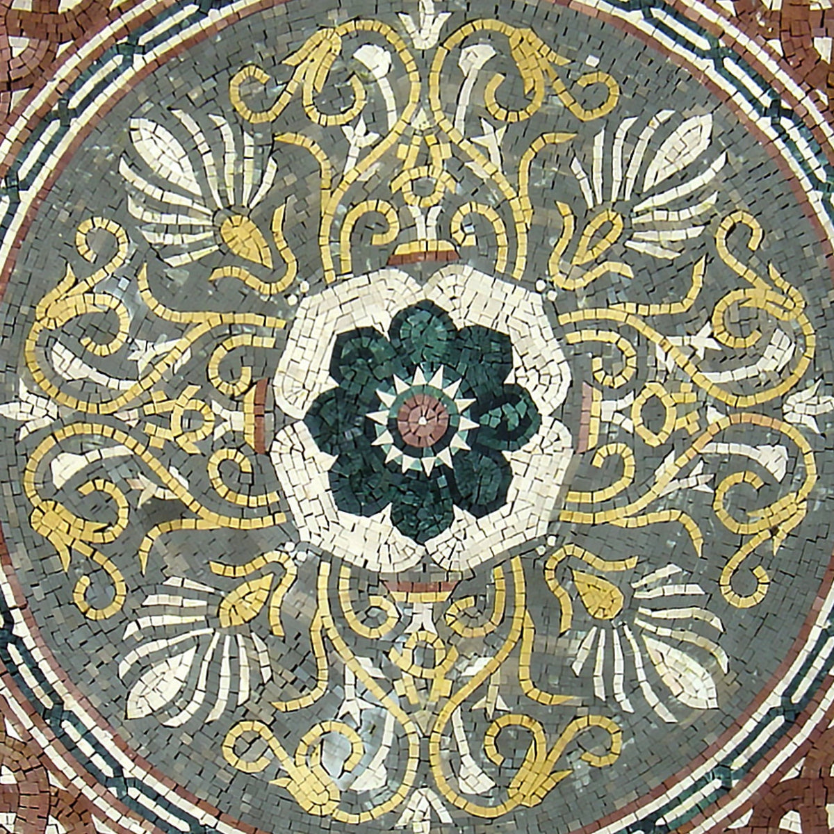 Handmade Marble Mosaic Medallion Tile: 36" Pattern Art Decor
