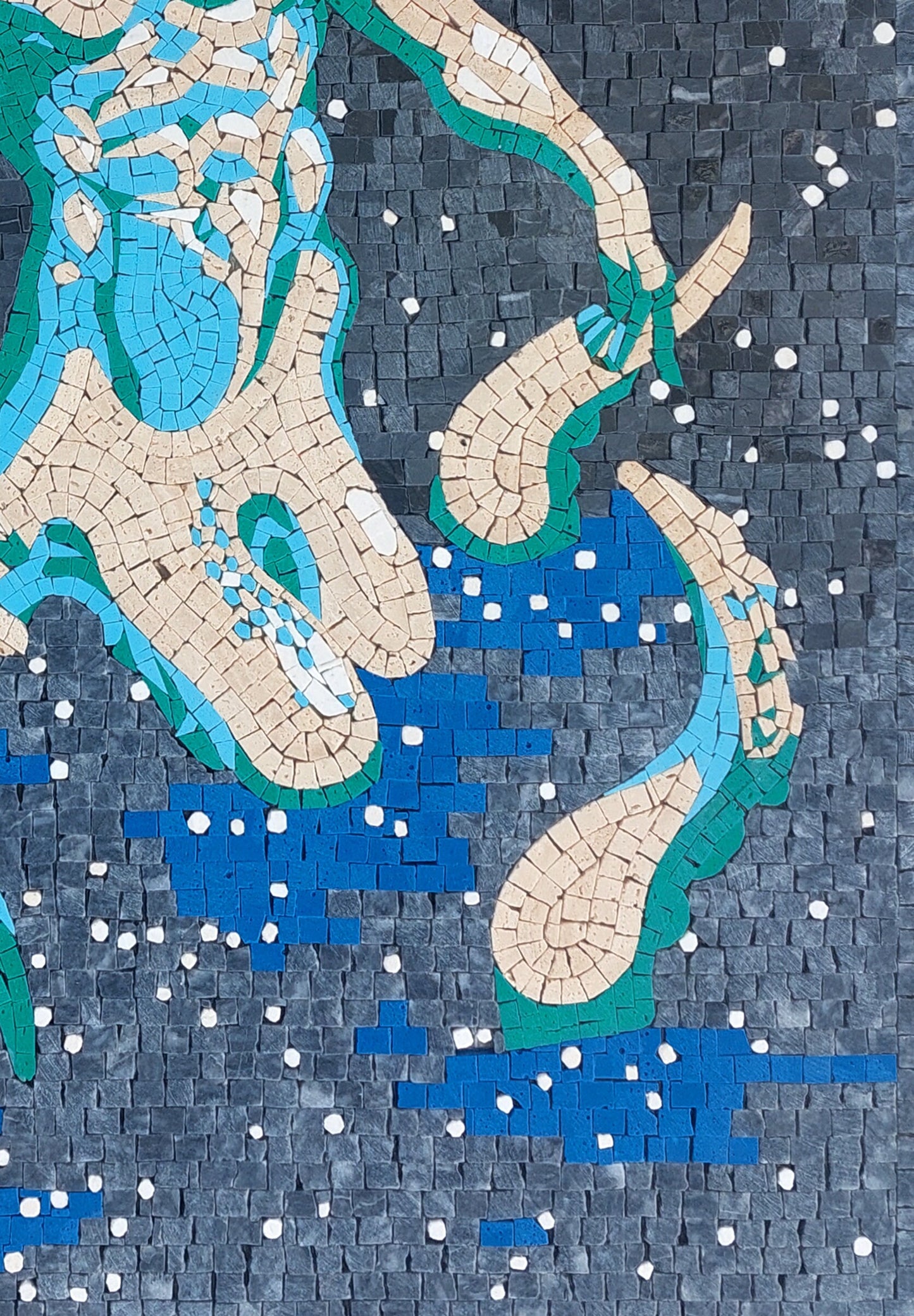 Pisces Zodiac Mosaic Tile Art: Handmade Stone Wall Decor