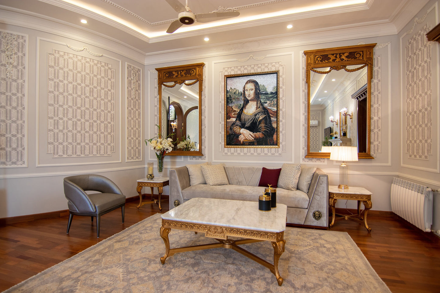 Handmade Mona Lisa Mosaic Mural: Da Vinci Art Reproduction