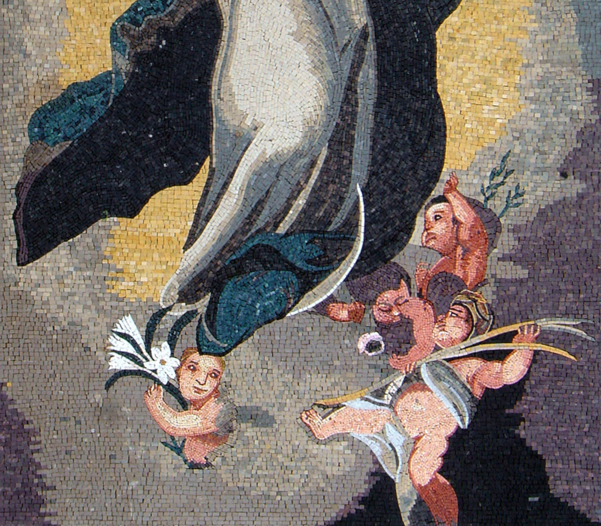 Handmade Marble Mosaic Mural: Nicolas Poussin, The Assumption of Mary