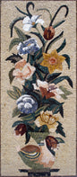 Handmade Marble Mosaic Tile: Floral Vase Interior Decor (44"x16")