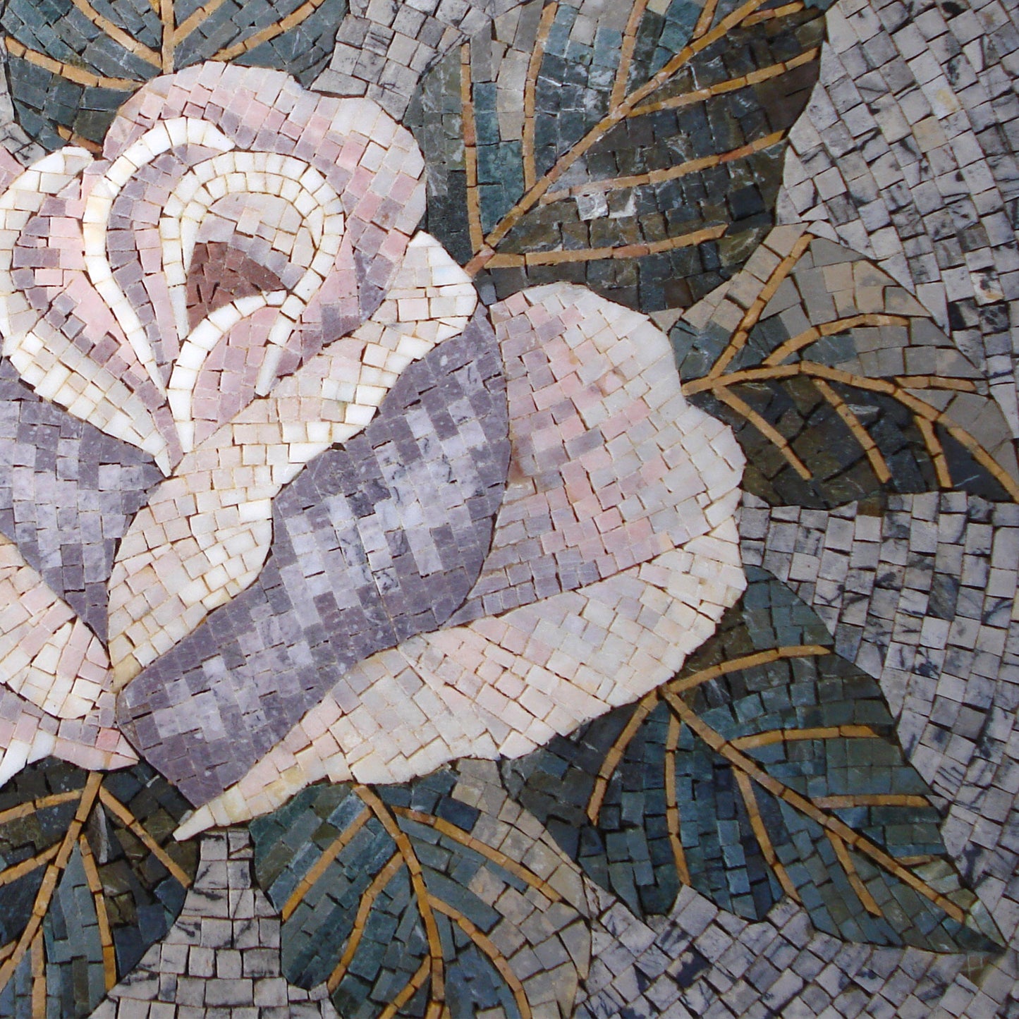 Handmade Marble Rose Mosaic Art: 23" Floral Wall Decor