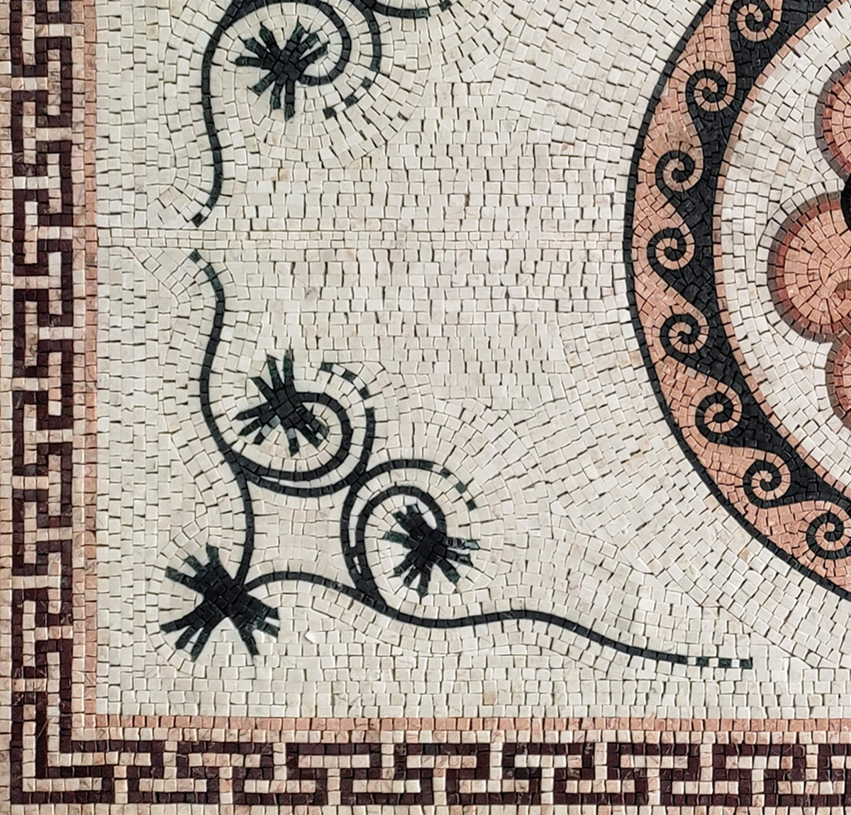 Handmade Floral Marble Mosaic Rug: Home Decor Mat (72” x 40")