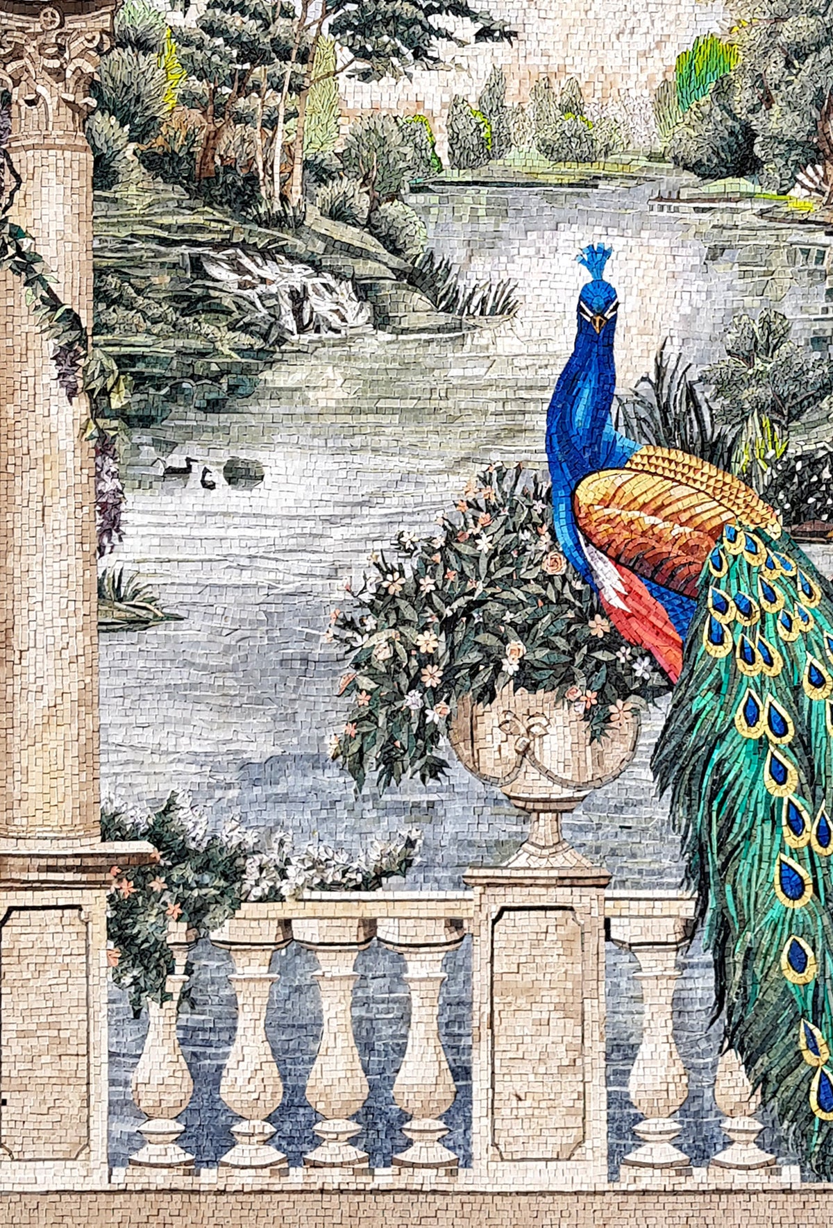 Handmade Peacock Mosaic Tile Art: Nature Wall Decor