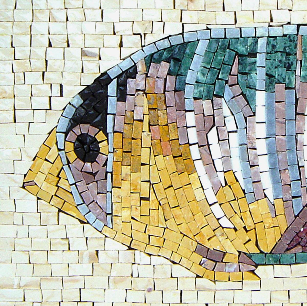 Handmade Fish Mosaic Tile Art: Kitchen Backsplash Wall Decor (16x16")