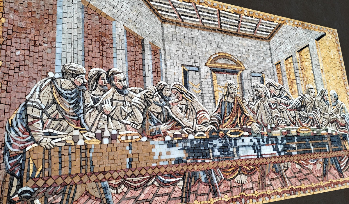 40"x20" Leonardo da Vinci's The Last Supper Mosaic – Religious Christian Decor, Customization available