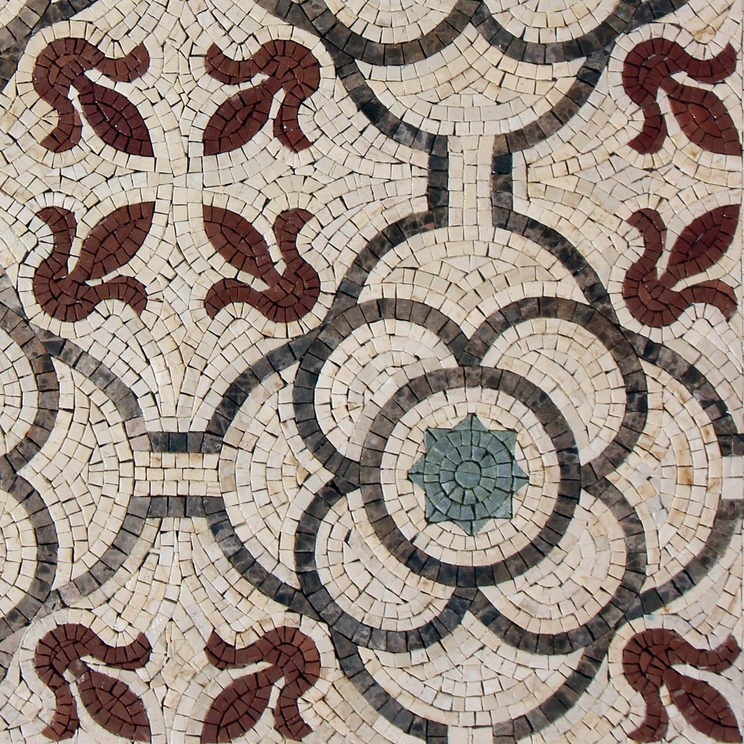 Burgundy and White Seamless Patterned Marble Mosaic Tile Art.
