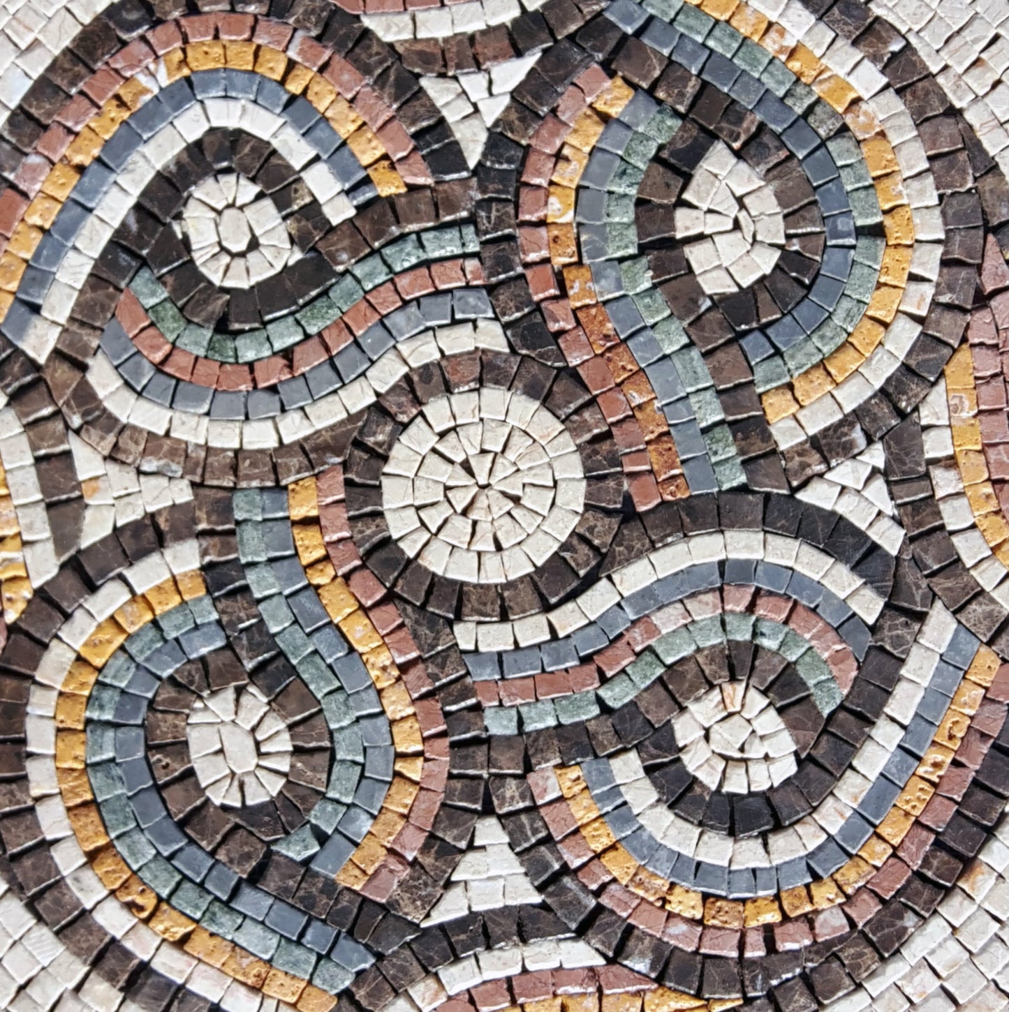 Handmade Marble Mosaic Tile: Abstract Pattern Inlay Artwork (24")