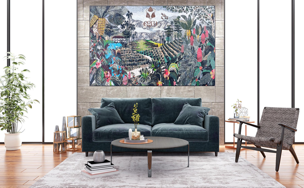 NATURE ART BACKSPLASH- Landscape Marble mosaic Art Tile - Wall