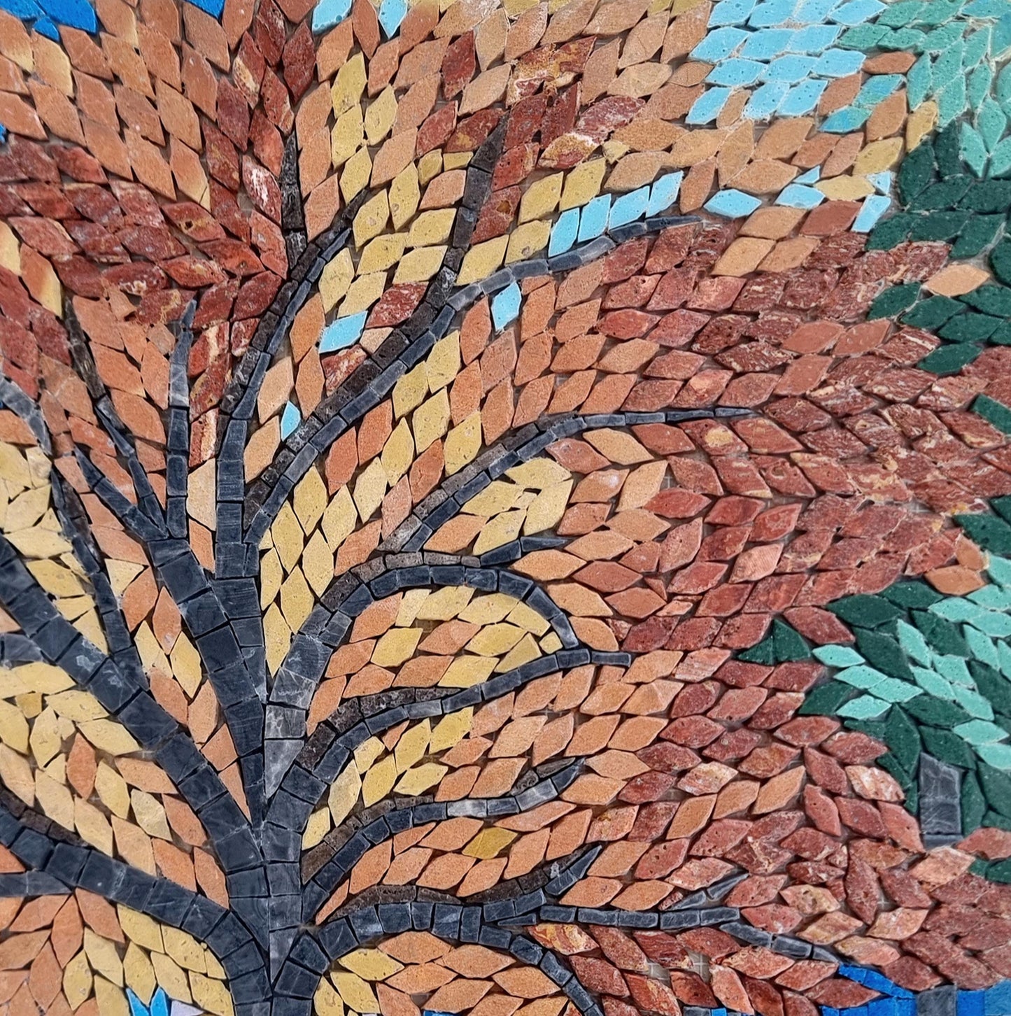 20"x20" Tree Mosaic Backsplash – Custom Handmade Marble Tile Art, Nature-Inspired Kitchen Decor, Customization Available