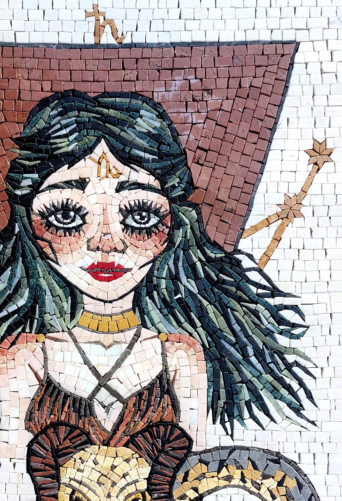 Capricorn Zodiac Mosaic Tile Art: Handmade Stone Wall Decor