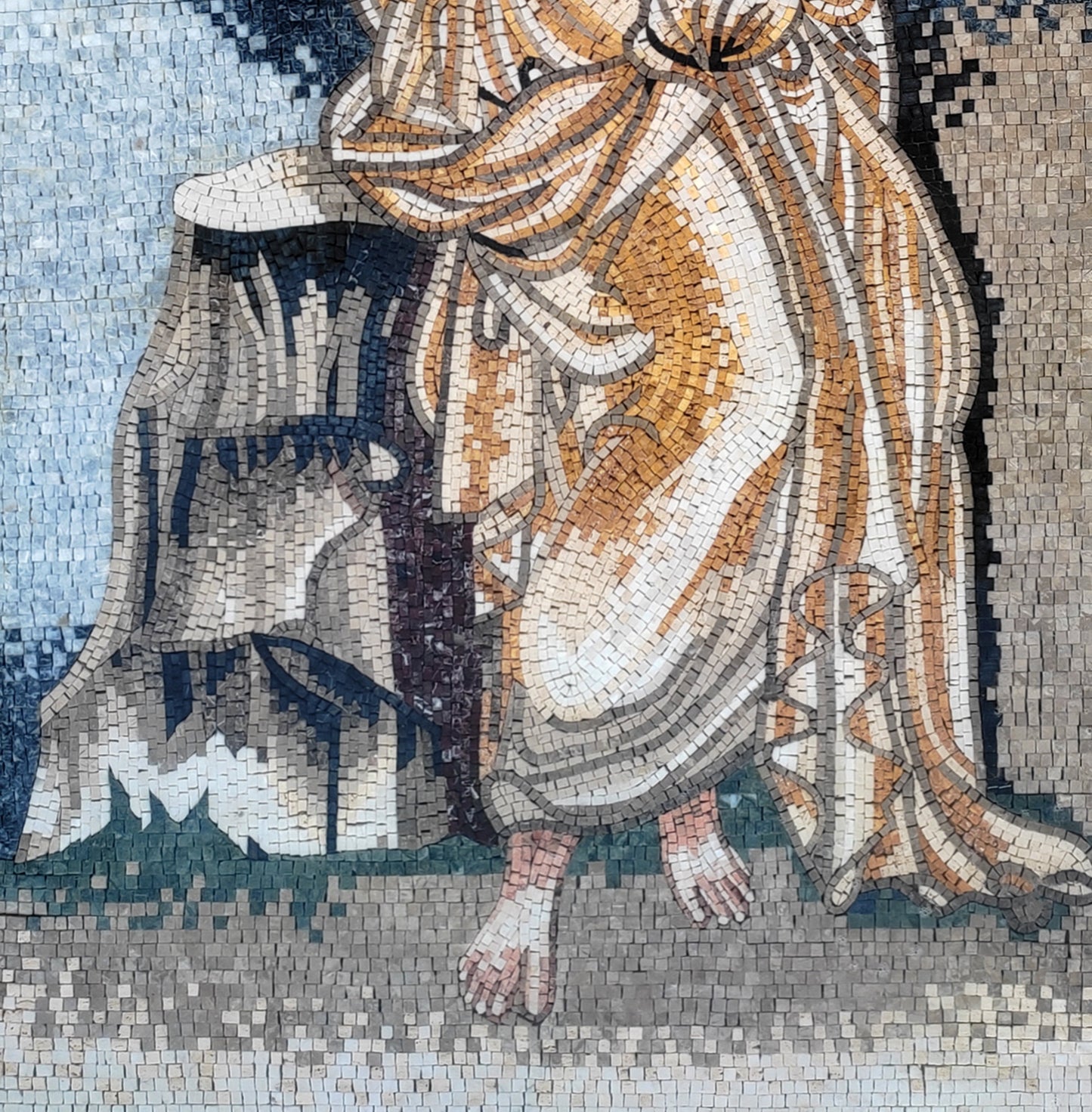 Handmade Ceres Mosaic Tile Art: Roman Goddess with Cornucopia