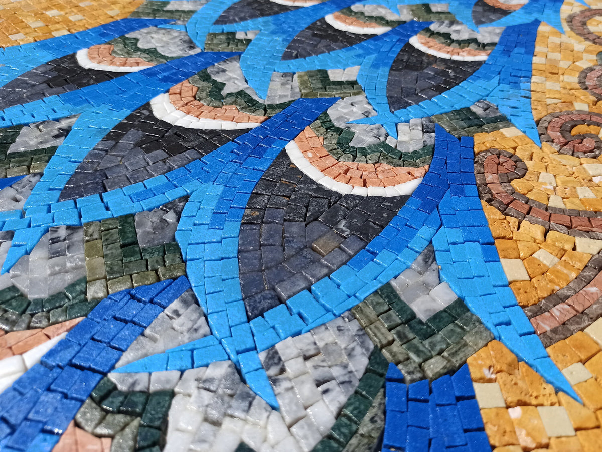 Handmade Peacock Mosaic Tile Art: Marble & Stone Wall Decor